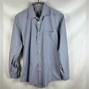 Nordstrom Trim Fit Blue Pinstripe Dress Shirt 15.5 32/33 Wrinkle Free